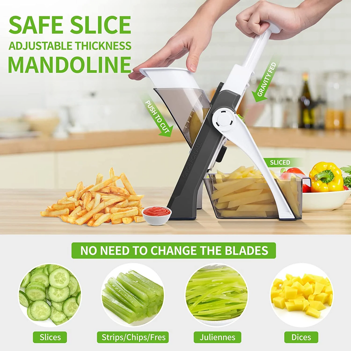 Manual Vegetable Cutter 4-in-1 | Adjustable Mandoline Slicer