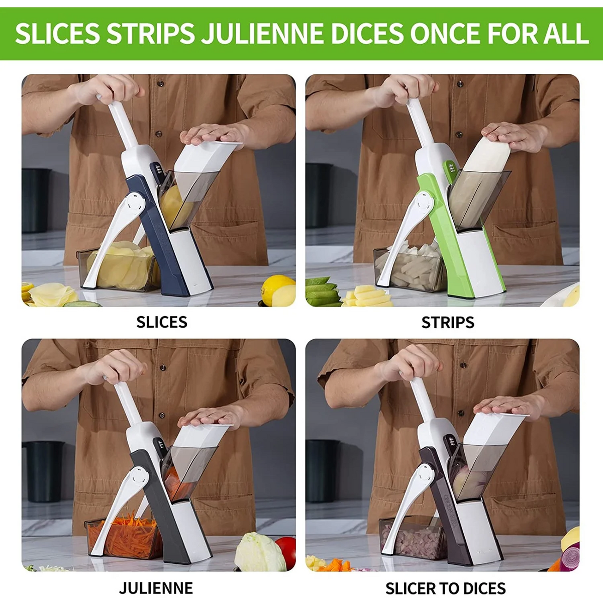 Manual Vegetable Cutter 4-in-1 | Adjustable Mandoline Slicer